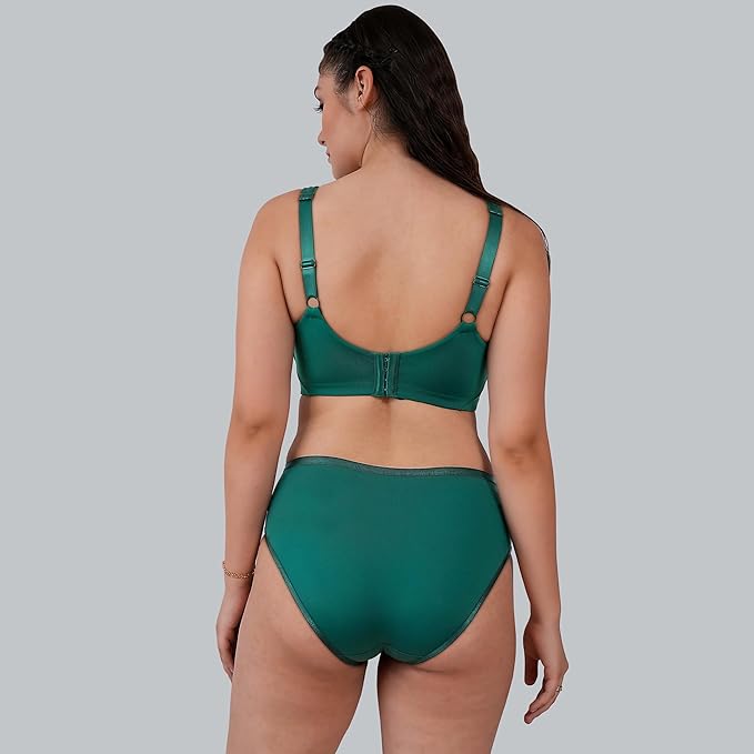 SOIE Bra & Brief Set – Women’s Full Coverage Minimiser with High Waist Bottom